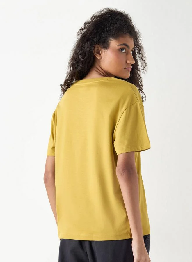 Lee Cooper  Lee Cooper Crew Neck Cotton T-shirt with Short Sleeves for Women | Best Price UAE