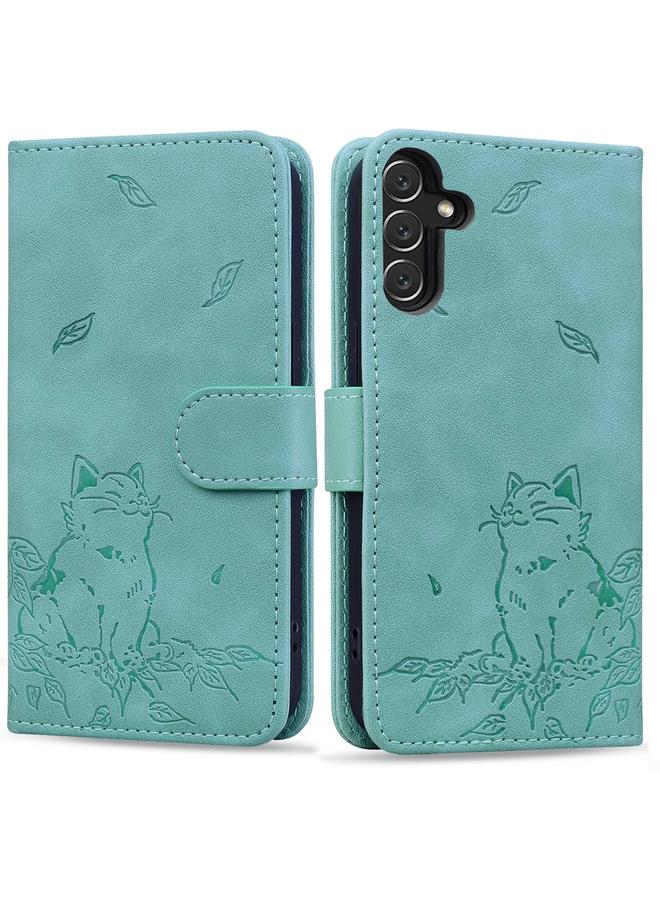 S-TOP Case For Samsung Galaxy A35 5G Cute Cat Embossed Leather Phone Case - Image 1