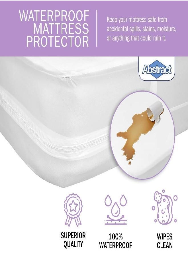 Abstract - Abstract Vinyl Mattress Protector Zipper Closure Style - Best to Protect Your Bed from Spills, Accidents and Damage - 100% Waterproof Plastic - White - Cot and Narrow Mattress Size (33" X 75") - Image 1