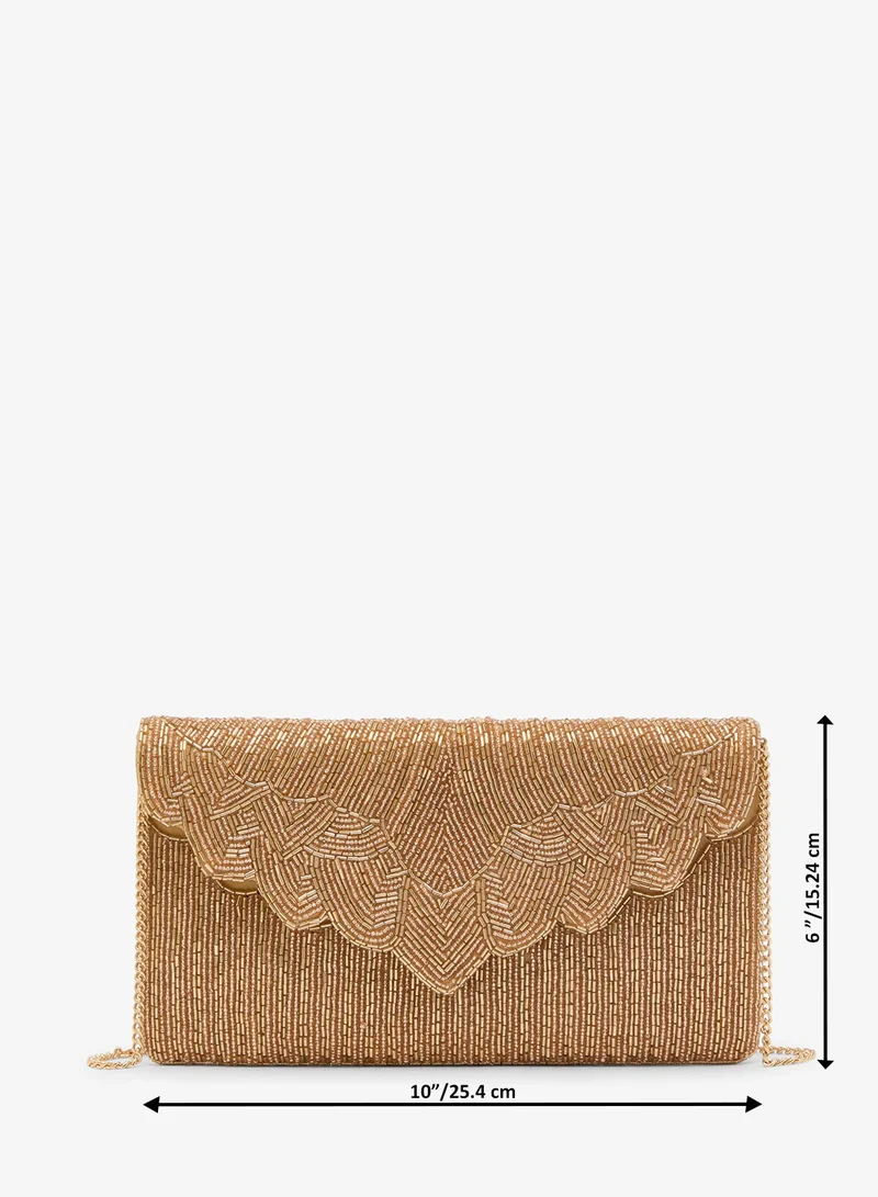 Khizana Gold Embroidered Sequin Clutch for Women | Best Price UAE