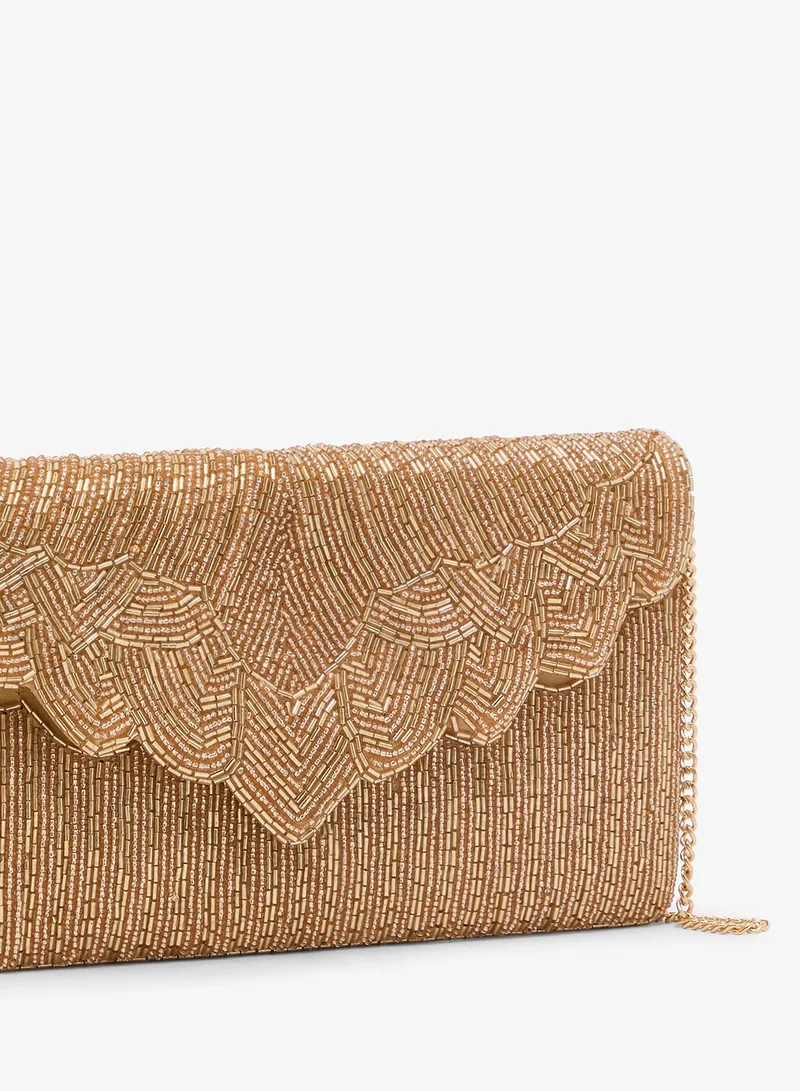 Khizana Gold Embroidered Sequin Clutch for Women | Best Price UAE