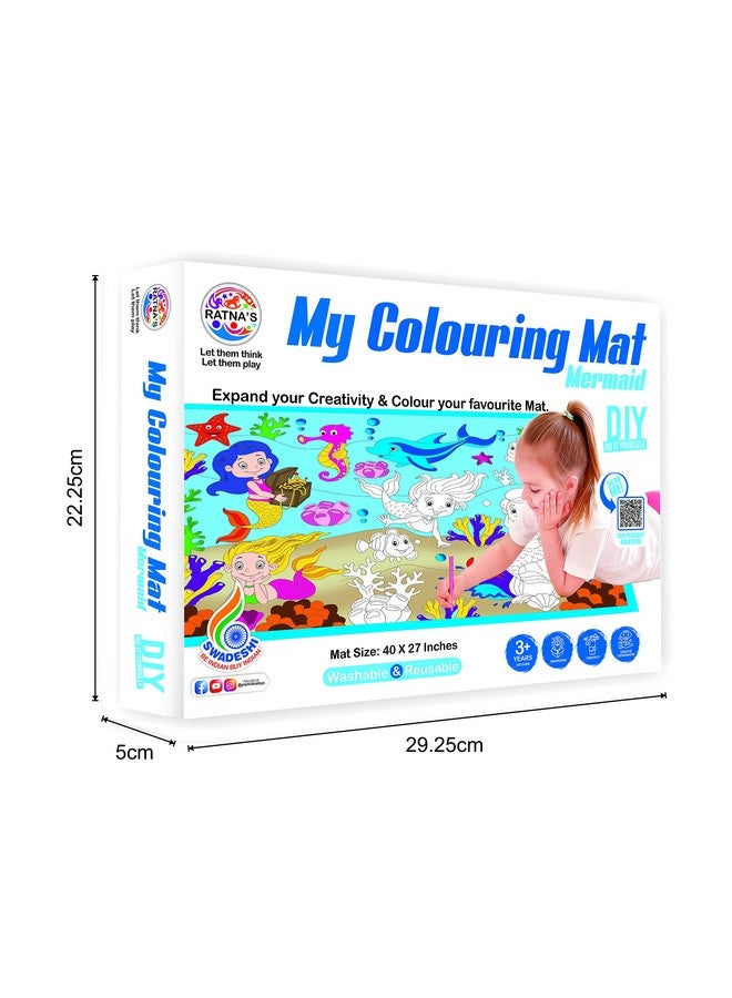 راتاناز سجادة تلوين حورية البحر من راتنا، مقاس 40 × 27 بوصة، قابلة للغسل وإعادة الاستخدام، مناسبة للأطفال من سن 3 سنوات فما فوق - Image 4