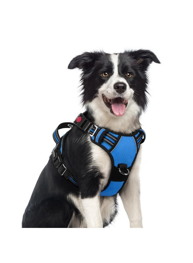 rabbitgoo Dog Harness Medium Sized, No Pull Dog Vest Harness with 3 Buckles, Adjustable Soft Padded Pet Harness with Easy Control Handle and Reflective Strips, Blue, M - Image 1