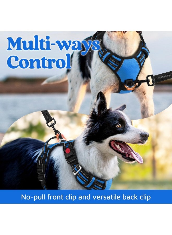 rabbitgoo Dog Harness Medium Sized, No Pull Dog Vest Harness with 3 Buckles, Adjustable Soft Padded Pet Harness with Easy Control Handle and Reflective Strips, Blue, M - Image 4