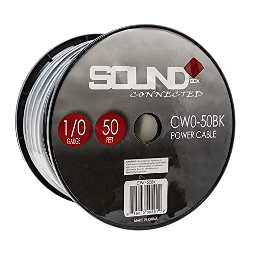 SoundBox 0 Gauge Amplifier Wire Power/Ground 1/0 Ga Amp Wire 50 Feet Spool Cable - Image 1