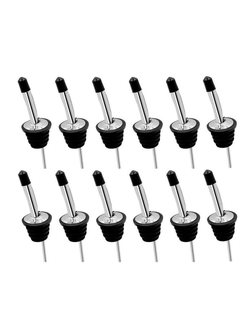 Excefore Stainless Steel Pourer, Classic Bottle Pourers Tapered Spout with Rubber Caps Wine Pourers Liquor Spirit Bottle Speed Pourers Tapered Spout for Water - 12Pcs - Image 1