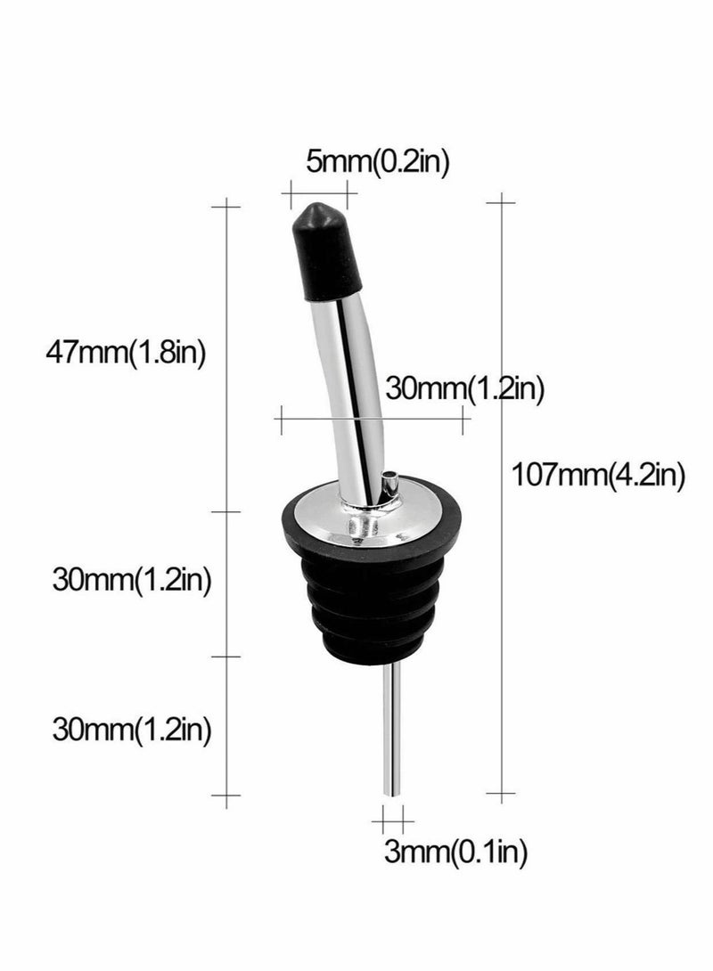 Excefore Stainless Steel Pourer, Classic Bottle Pourers Tapered Spout with Rubber Caps Wine Pourers Liquor Spirit Bottle Speed Pourers Tapered Spout for Water - 12Pcs - Image 4