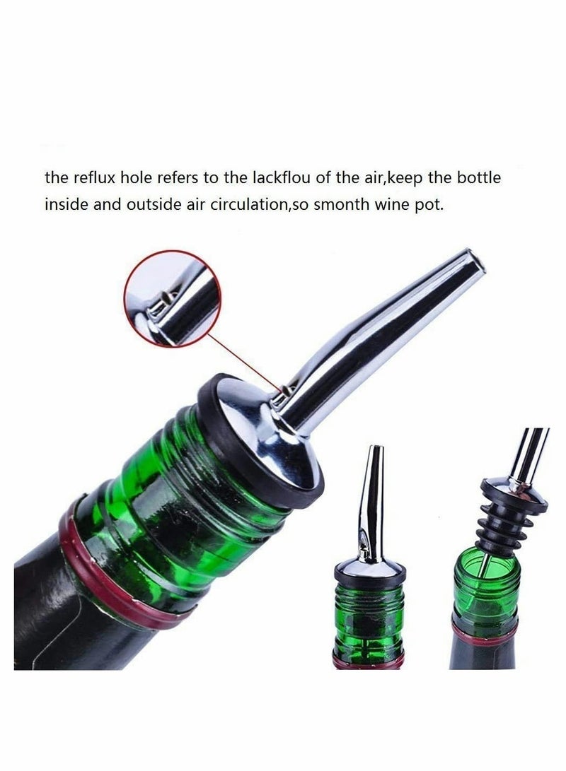 Excefore Stainless Steel Pourer, Classic Bottle Pourers Tapered Spout with Rubber Caps Wine Pourers Liquor Spirit Bottle Speed Pourers Tapered Spout for Water - 12Pcs - Image 3