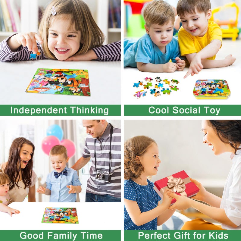 MZZOTOY ألغاز MZZOTOY للأطفال من عمر 4-8 سنوات، ألغاز مكونة من 60 قطعة للأطفال من عمر 3-5 سنوات في صندوق معدني، ألعاب تعليمية للأولاد والبنات، هدايا ألغاز - Image 5
