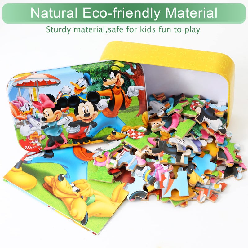 MZZOTOY ألغاز MZZOTOY للأطفال من عمر 4-8 سنوات، ألغاز مكونة من 60 قطعة للأطفال من عمر 3-5 سنوات في صندوق معدني، ألعاب تعليمية للأولاد والبنات، هدايا ألغاز - Image 4