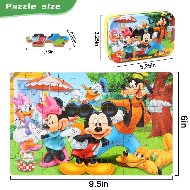 MZZOTOY ألغاز MZZOTOY للأطفال من عمر 4-8 سنوات، ألغاز مكونة من 60 قطعة للأطفال من عمر 3-5 سنوات في صندوق معدني، ألعاب تعليمية للأولاد والبنات، هدايا ألغاز - Image 2