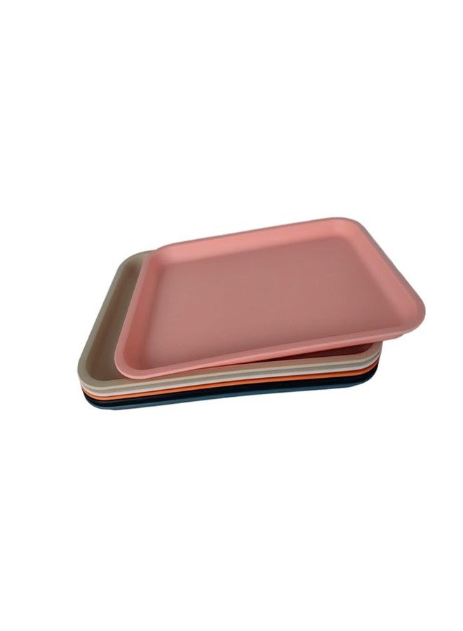 Jilukibo Rectangular Plastic Serving Trays, Bulk Colorful Fast Food Trays,14x10 inch Stackable Serving Platter Lunch Trays for Café Kitchen Restaurant, DIY Bead Art Crafts Projects Organizer Tray (6 Pack) - Image 3