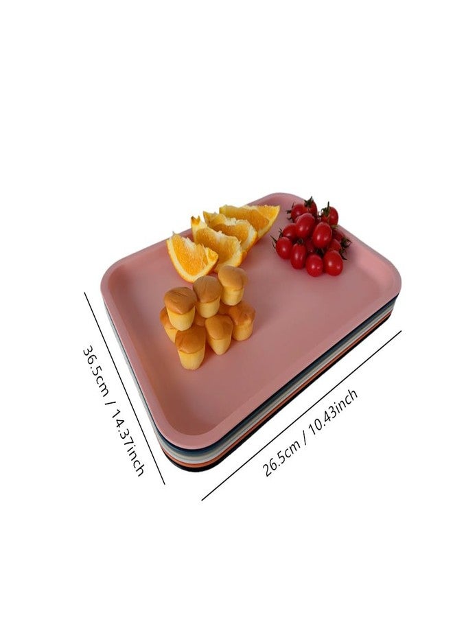 Jilukibo Rectangular Plastic Serving Trays, Bulk Colorful Fast Food Trays,14x10 inch Stackable Serving Platter Lunch Trays for Café Kitchen Restaurant, DIY Bead Art Crafts Projects Organizer Tray (6 Pack) - Image 2