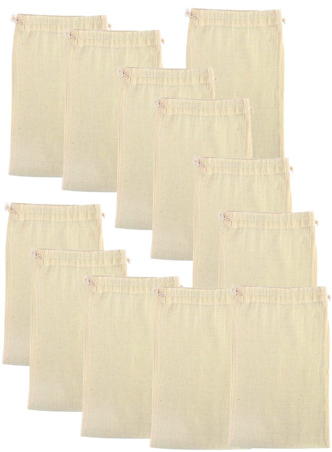 Oreayu 12 Pcs Cotton Drawstring Potli Cloth Bags,Reusable Bags For Kitchen, Non Plastic Packing Use, Masala Potli, Spice Bag.Size 7 X 5 Inches - White - Image 3