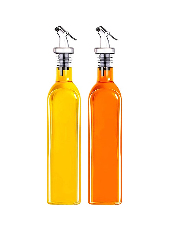 Vinegar And Oil Dispenser, Pack Of 2, Glass Oil Bottle With Pourer, Olive Oil Dispenser With Antidirt Cap, 500 Ml, Leakproof And Dripfree - Image 1