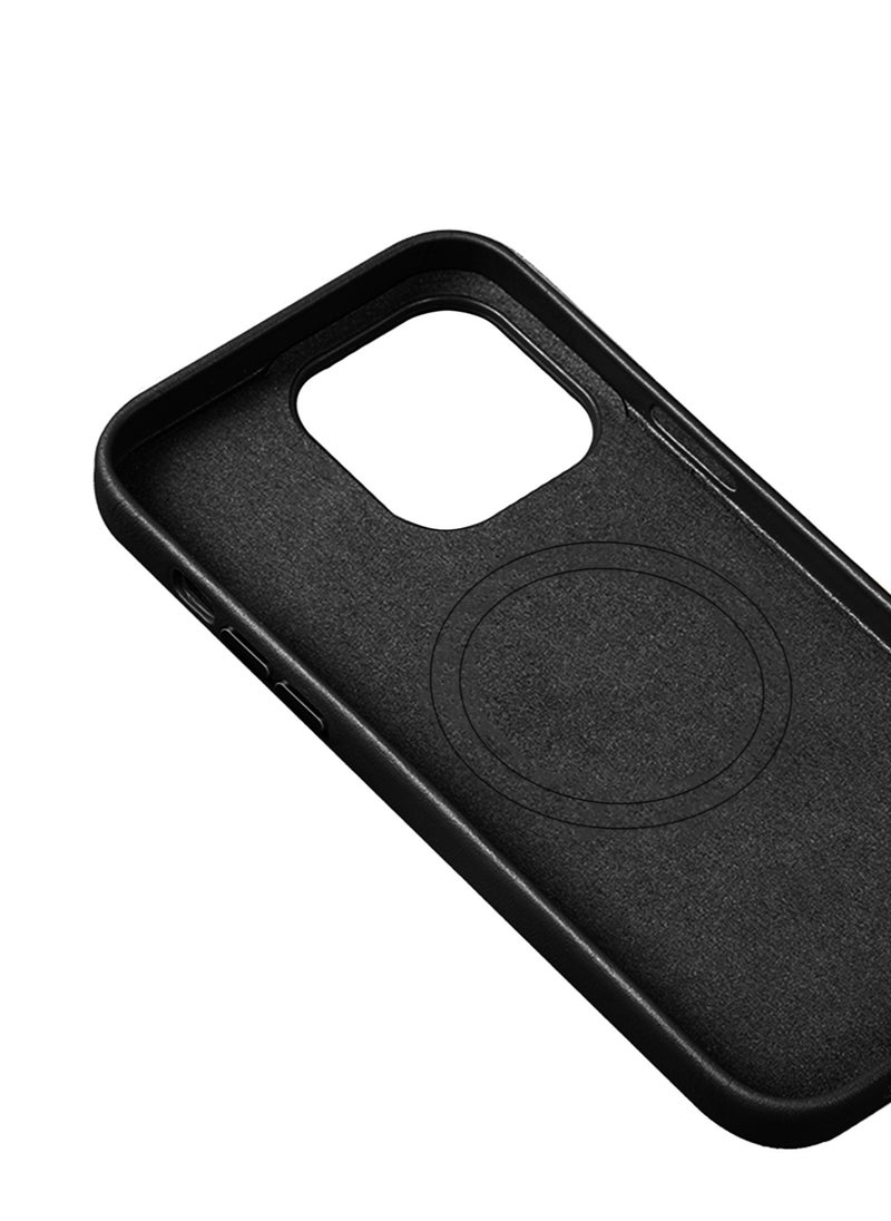 Wtech - Leather Magnetic Wireless Charging Case Original MagSafe Shockproof Case Cover For Apple iPhone 15 Pro Max 2023 Luxury Black - Image 1