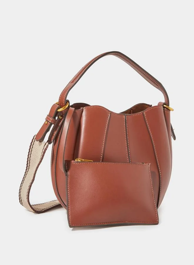 ستايلي Brown Faux Leather Bucket Bag With Pouch
