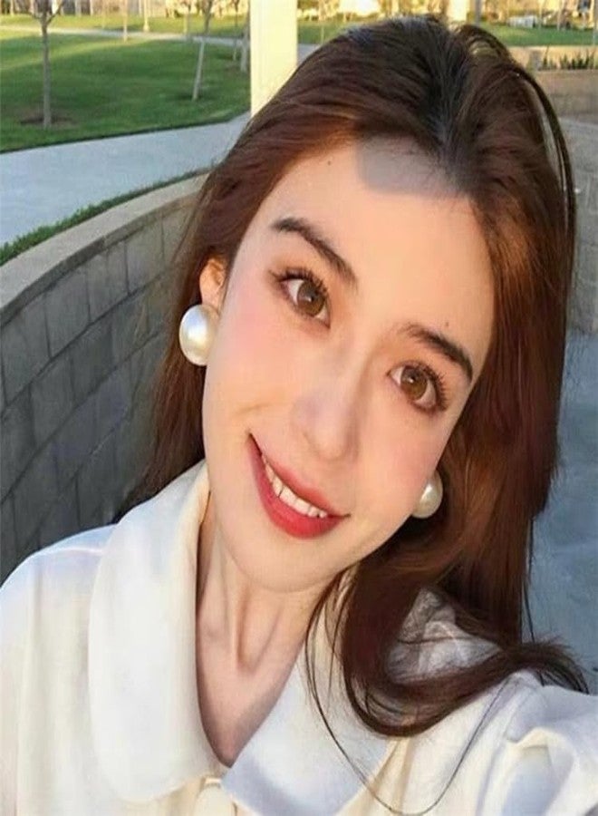 Tanaira أقراط تانيرا الأنيقة ذات الحجم الكبير المرصعة باللؤلؤ للنساء - لآلئ المياه العذبة البيضاء المستديرة الكلاسيكية بحجم مميز، مثالية للمناسبات الخاصة والرسمية والارتداء اليومي - Image 4