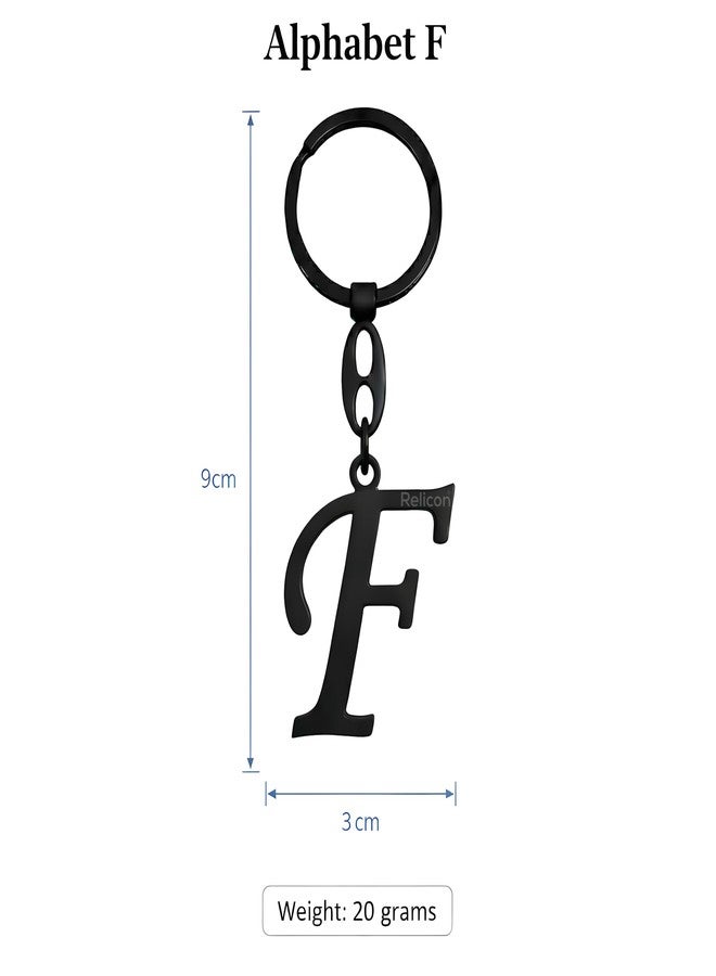 Relicon Alphabet Keychain - Letter F (KC-62) | Black Metal Initial Name Keychain for Car & Bike Keys - Image 3