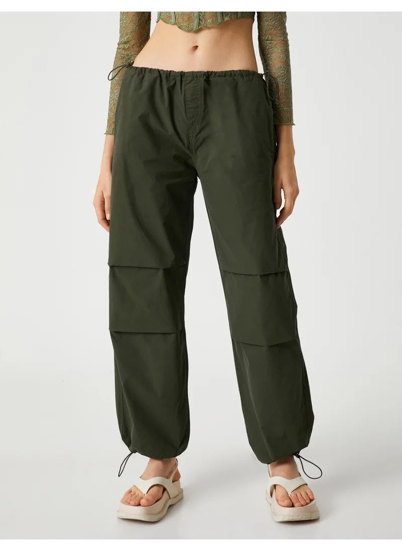 KOTON Cotton Parachute Trousers Pocket Detailed Waist and Elastic Legs