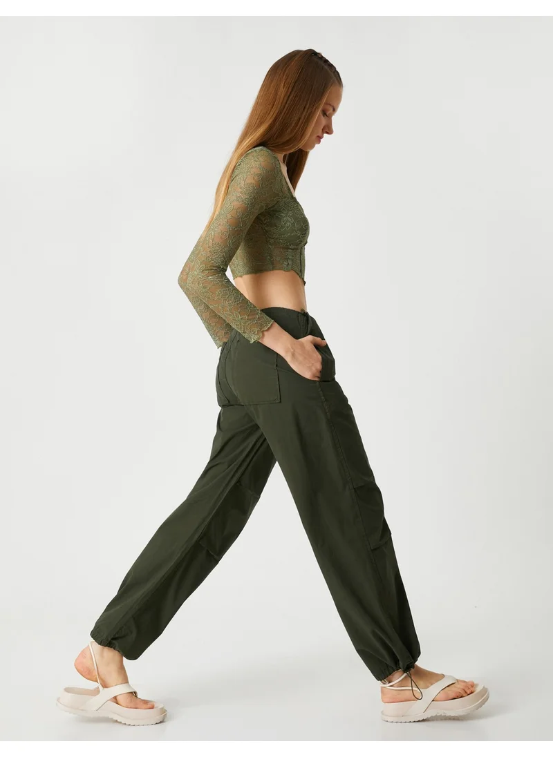 كوتون Cotton Parachute Trousers Pocket Detailed Waist and Elastic Legs