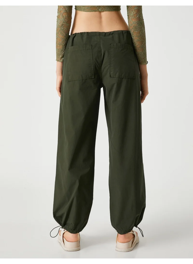KOTON Cotton Parachute Trousers Pocket Detailed Waist and Elastic Legs