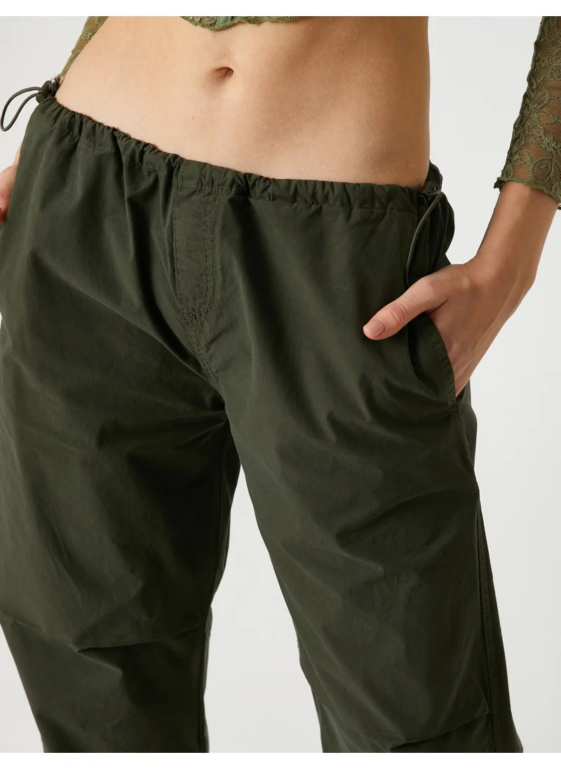 KOTON Cotton Parachute Trousers Pocket Detailed Waist and Elastic Legs