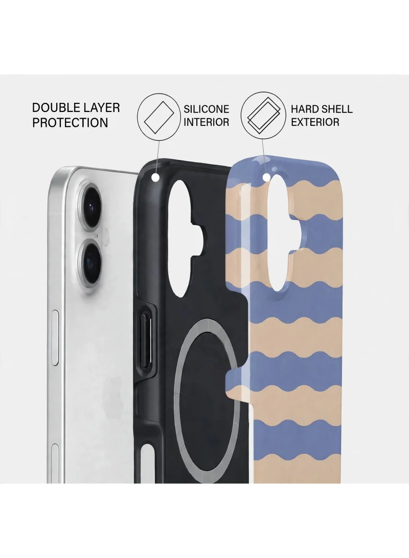 Mobcos iPhone 17 Blue Wave Premium Case Compatible with Hybrid Dual-Layer Hard Shell + Silicone Protection - Scratch-Resistant Shockproof Mobile Cover