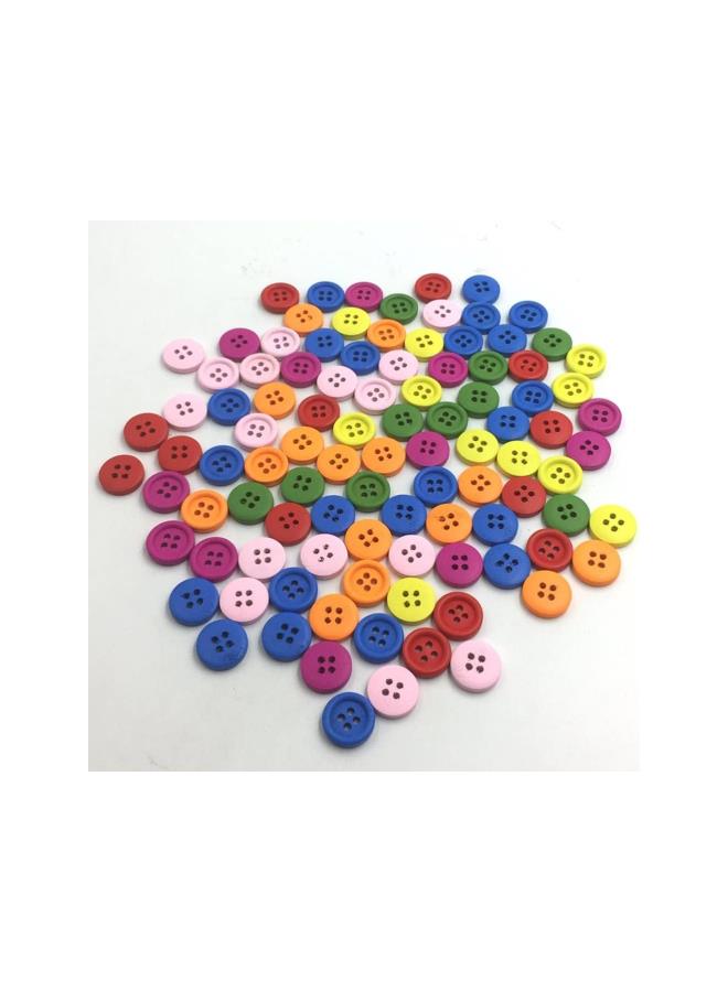 klarako 100pcs Round Wooden Buttons 4 Holes Sewing Buttons for Craft Embellishments (Random Color) - Image 1