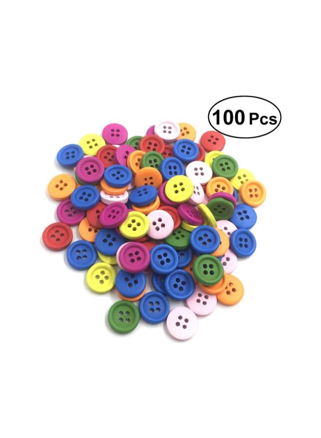 klarako 100pcs Round Wooden Buttons 4 Holes Sewing Buttons for Craft Embellishments (Random Color) - Image 2