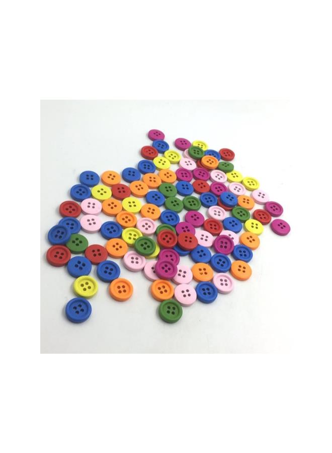 klarako 100pcs Round Wooden Buttons 4 Holes Sewing Buttons for Craft Embellishments (Random Color) - Image 3