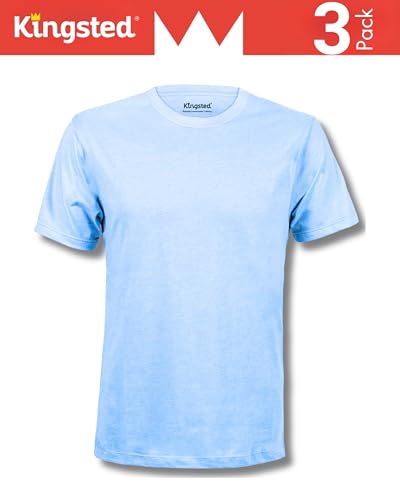 Kingsted Men's T-Shirts Pack - Royally Comfortable - Super Soft Cotton Blend - Short Sleeve Tagless Crewneck - Plain Colored Classic Tees (3 Pack, Dandy, Large) - Image 4