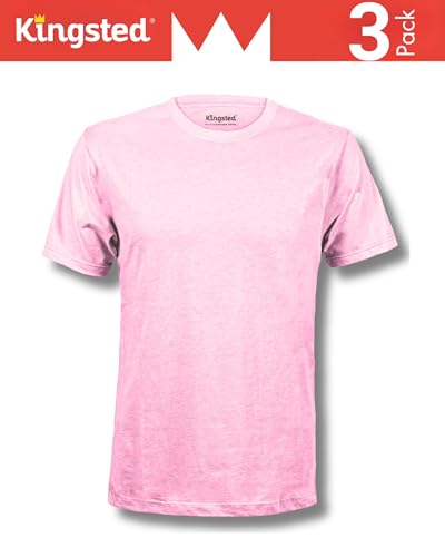 Kingsted Men's T-Shirts Pack - Royally Comfortable - Super Soft Cotton Blend - Short Sleeve Tagless Crewneck - Plain Colored Classic Tees (3 Pack, Dandy, Large) - Image 3