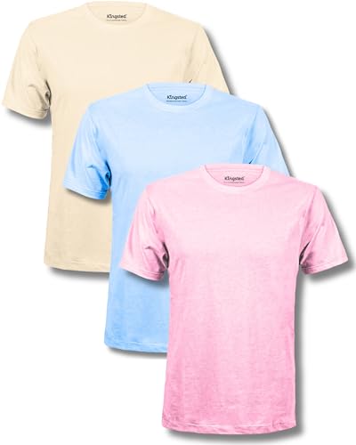 Kingsted Men's T-Shirts Pack - Royally Comfortable - Super Soft Cotton Blend - Short Sleeve Tagless Crewneck - Plain Colored Classic Tees (3 Pack, Dandy, Large) - Image 1