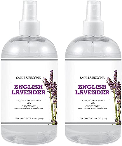 SMELLS BEGONE Air Freshener Home & Linen Spray - 16 oz, Pack of 2 - Odor Eliminator - Made with Essential Oils - English Lavender Scent - Image 1