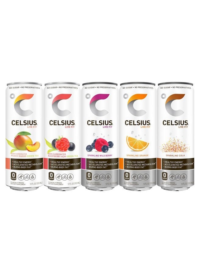 CELSIUS مشروب لياقة بدنية مجموعة متنوعة من 9 نكهات، بدون سكر، علبة نحيفة 12 أونصة سائلة (عبوة من 12) - Image 2