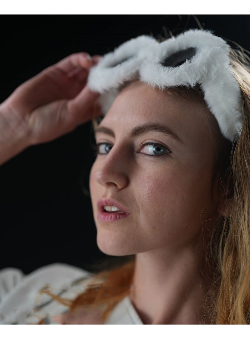 SYOSI Women Plush Fuzzy Round Sunglasses Punk Soft Velvet Shades Ladies Handmade Party Cosplay Eyewear - Image 3