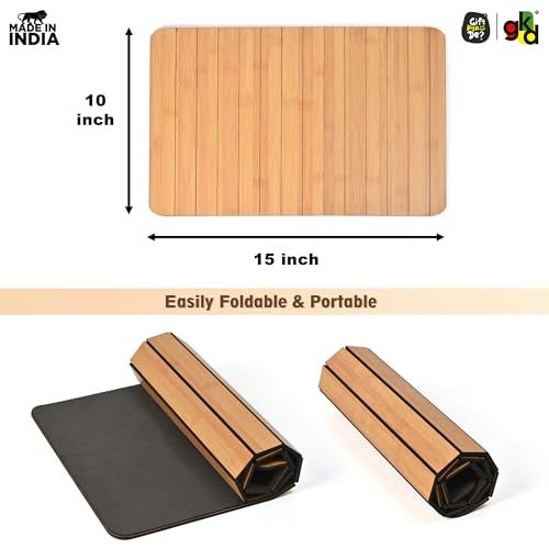 Gift Kya De Sofa Armrest Rectangular Tray Table | Bamboo Finish Couch Arm Table | Non-Slip Tray for Remote, Snacks, Coffee | Compact & Foldable | 15x10 Inch | Made in India (Medium) - Image 3
