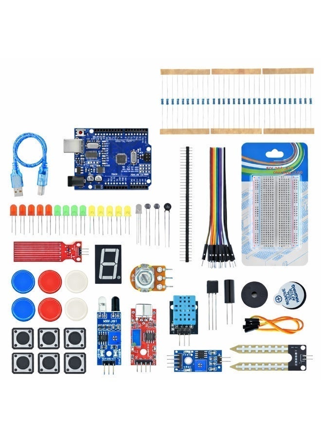 UNO R3 Compatible Starter Kit 51PCS Electronics Learning Set with Sensor Modules, Breadboard, Jumper Wires & 4-Digit Display - Image 2