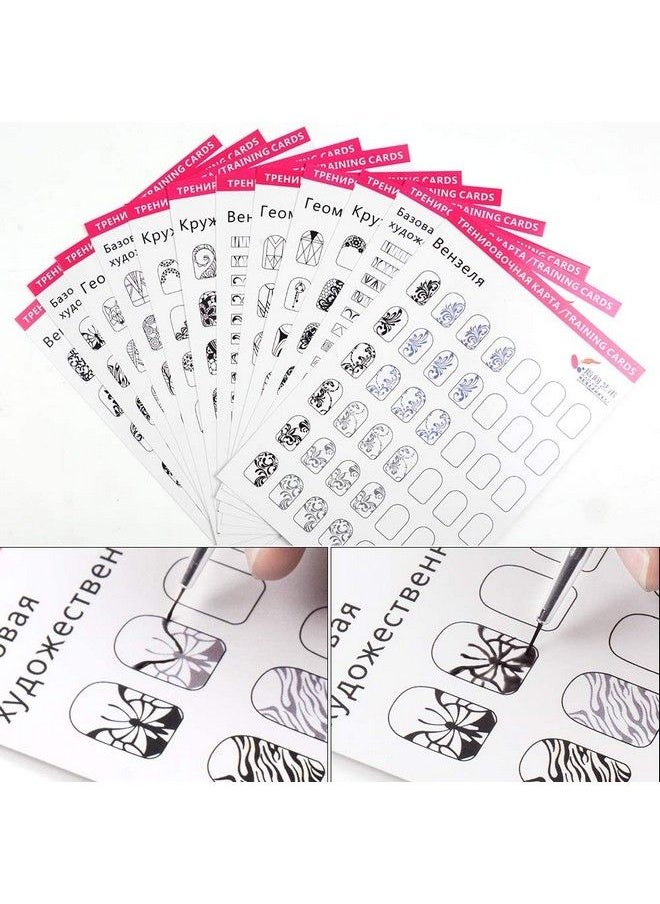 MAJOR DIJIT Acrylic Nail Art Practice With 3Pc Nail Liner Pen 180Pcs Nail Wipes Lines Drawing Painting Template Learning Book Easy To Clean Can Be Reused Manicure Tools For Beginner  - Image 3