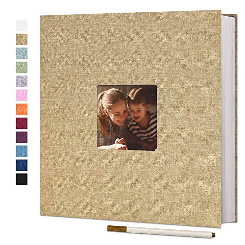 Vienrose Large Photo Album Self Adhesive for 4x6 8x10 Pictures Linen Scrapbook Album DIY 40 Blank Pages with A Metallic Pen - Image 1
