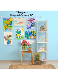 Y&D Kids Art Hanging Wire Organizer with 30 Clips 2 Pcs Adjustable Project Wall Display 6.5 ft Long Stainless Steel Rustless Cable for Tapestry Crafts Decor Picture Kit  - Image 4