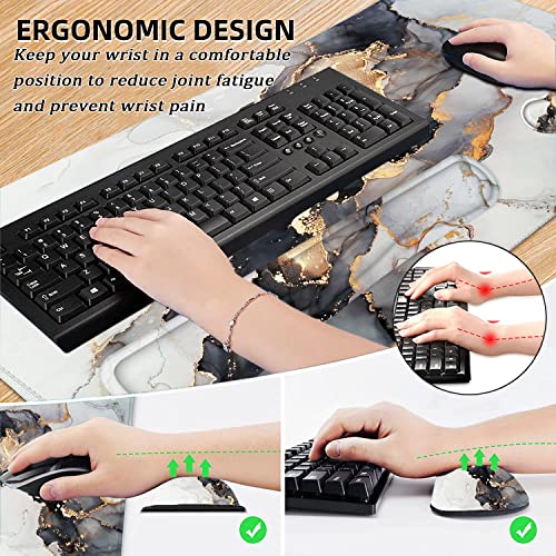 LATEEFAH Large Mouse Pad and Keyboard Wrist Rest, Desk Pad for Keyboard and Mouse, Extended Gaming Mouse Pad with Wrist Support, Waterproof Non-Slip Desk Mouse Mat for Office, Home - Image 3