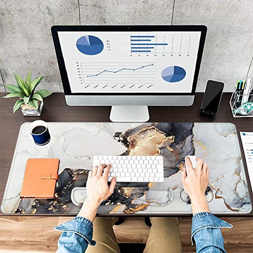 LATEEFAH Large Mouse Pad and Keyboard Wrist Rest, Desk Pad for Keyboard and Mouse, Extended Gaming Mouse Pad with Wrist Support, Waterproof Non-Slip Desk Mouse Mat for Office, Home - Image 2
