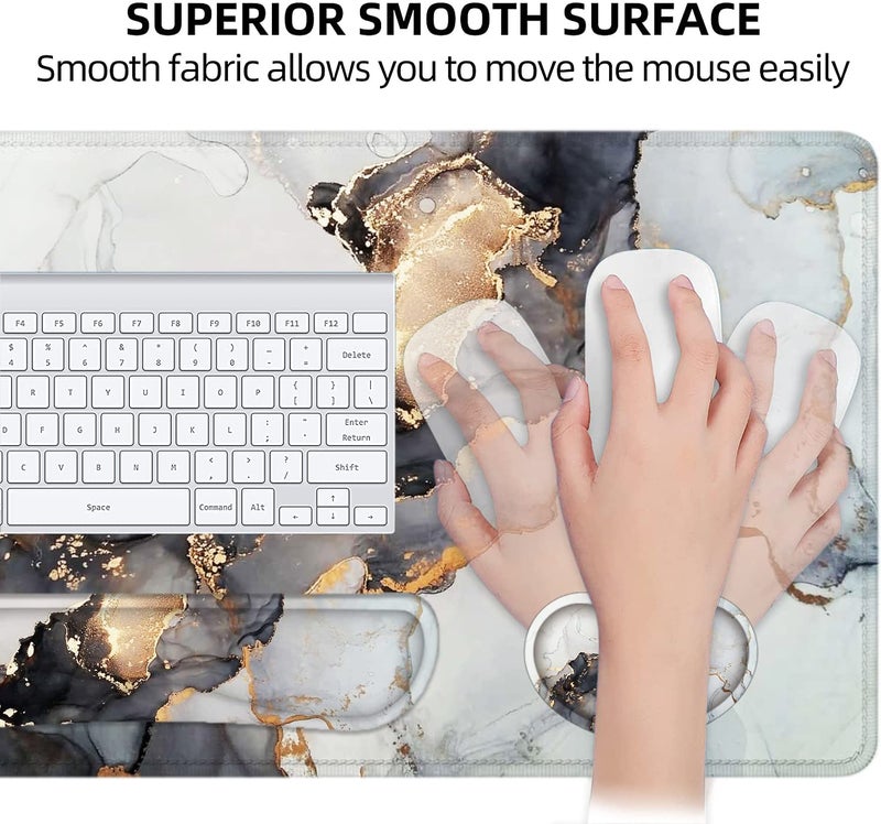 LATEEFAH Large Mouse Pad and Keyboard Wrist Rest, Desk Pad for Keyboard and Mouse, Extended Gaming Mouse Pad with Wrist Support, Waterproof Non-Slip Desk Mouse Mat for Office, Home - Image 4