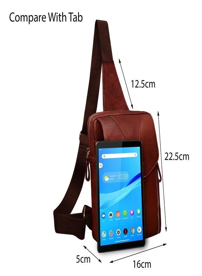 ABYS حقيبة كتف بنية اللون من الجلد الطبيعي من ABYS || حقيبة كتف || حقيبة كروس بودي للرجال والنساء - Image 3