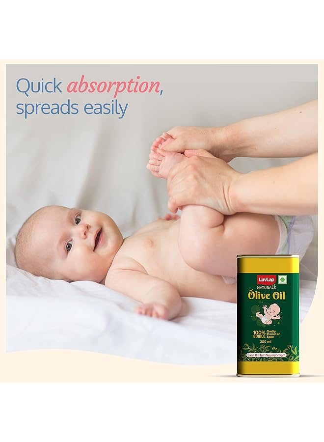 Luvlap Luv Lap Naturals Baby Body Massage Olive Oil Spanish Premium Olive Oil Enhances Bone & Muscle Strength 200 Ml - Image 4
