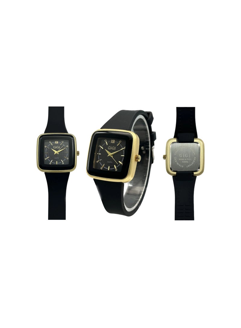 جيجي ساعه يد بعقارب وسوار جلد باللون الأسود من جي جي - Image 4