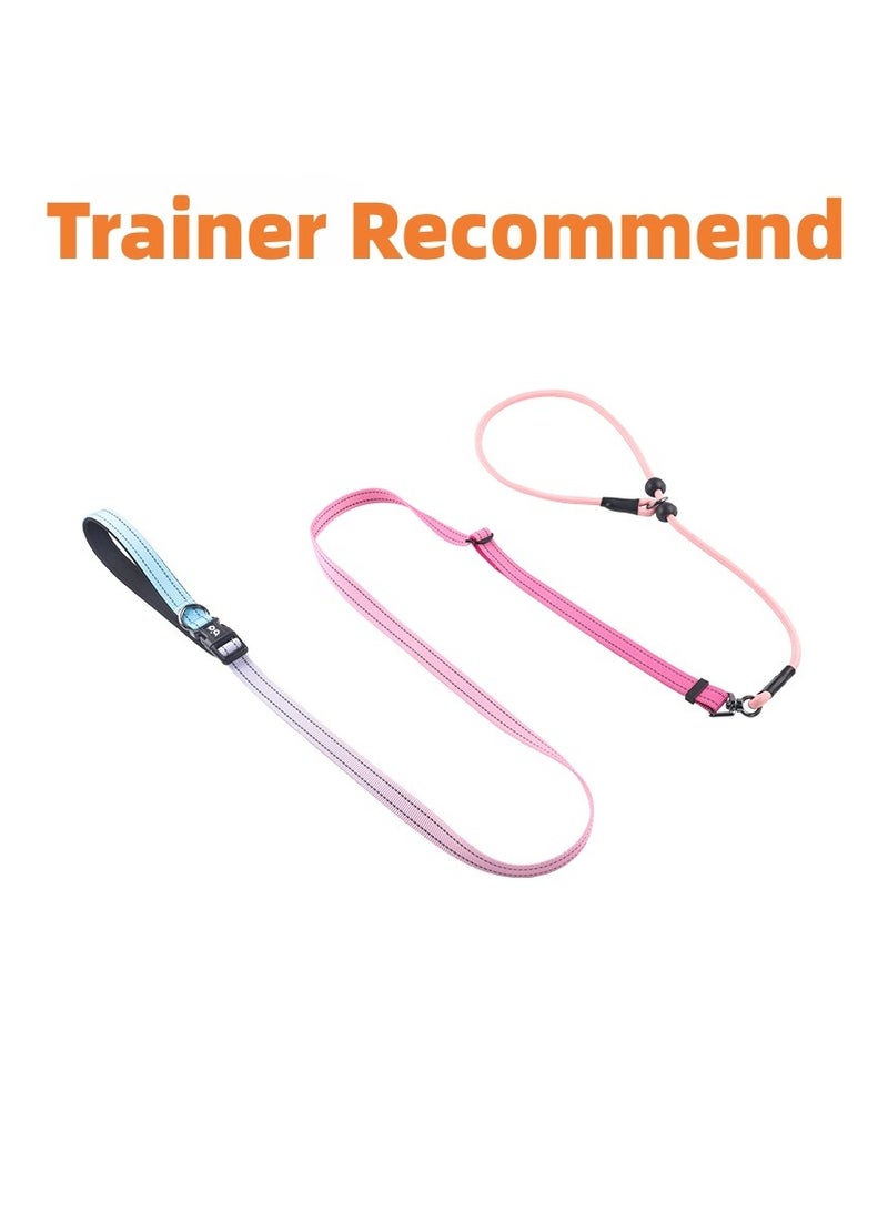 كيوكيو بيتس مقود كلاب قوي ومتعدد الاستخدامات – حبل انزلاقي متين قابل للتعديل مع طوق للكلاب، تصميم بدون شد للتدريب والمشي، مقبض مبطن مريح لليدين، عاكس بدرجة عالية مع مشبك معدني مضاد للتشابك وتحكم آمن، مناسب للكلاب الصغيرة والمتوسطة والكبيرة (الطول قابل للتعديل من 1.4م إلى 2.3م) - Image 1