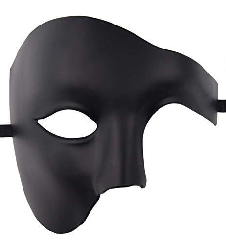 KEFAN Mens Mask Masquerade Mask Phantom of The Opera Half Face Mask Black - Image 1